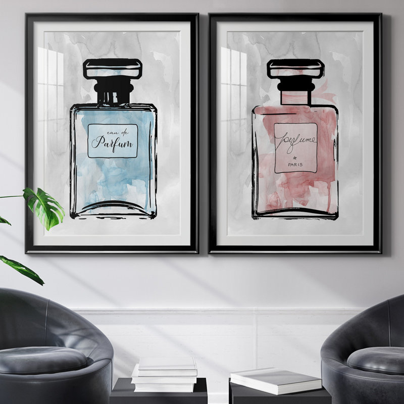 «Blue Wash Perfume», ensemble de 2 reproductions d'art, Blanc, H 31,5 po x l 47 po x P 1,5 po, H 26,5 po x l 73 po x P 1,5 po