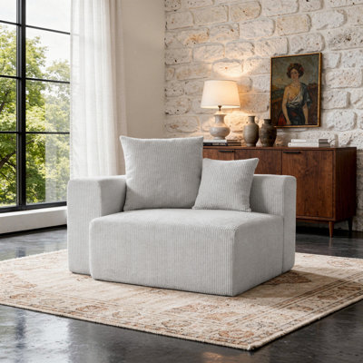 Méridienne rembourrée en velours côtelé avec coussin - entièrement comprimé, aucun assemblage requis