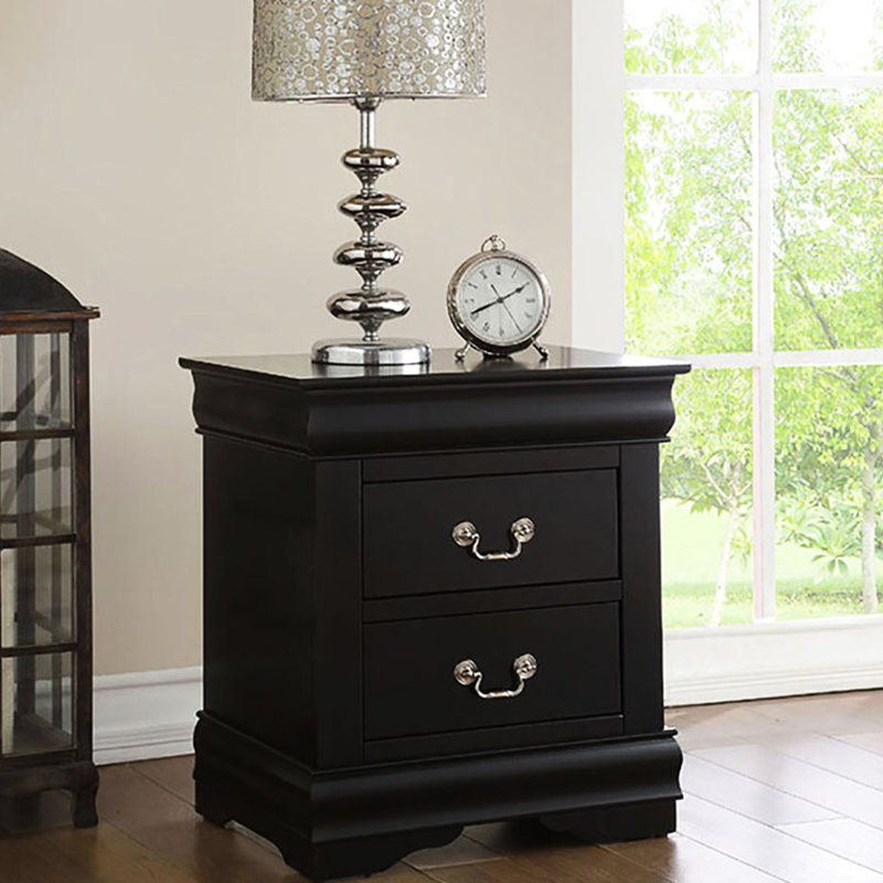 Table de chevet 2 chambres en noir - Rangement élégant et fonctionnel pour l'esthétique moderne, Noir