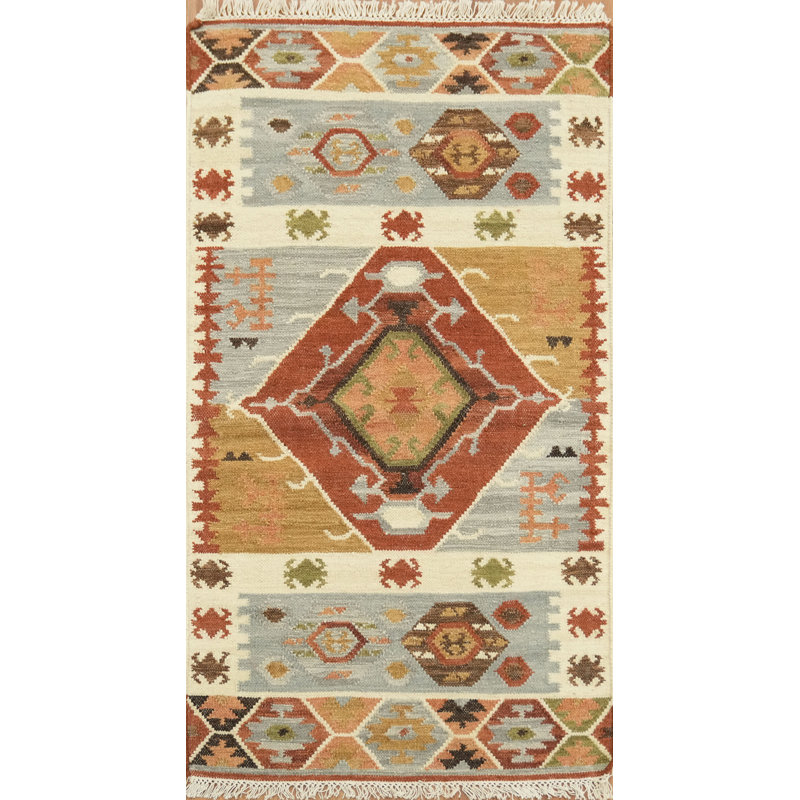 Tapis réversible tissé à la main pour vestibule multicolore moderne de style sud-ouest Kilim