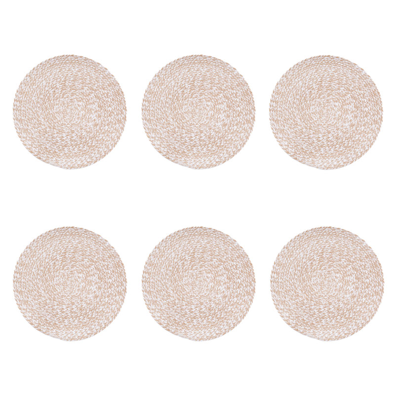 White Braided Placemat S/6, Beige