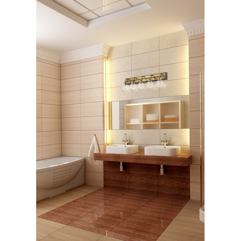 Lang 5 - Light Dimmable Vanity Light, Matte Black/Olde Brass