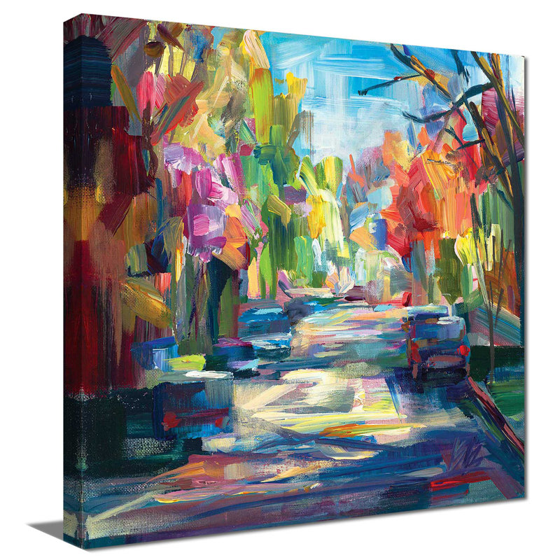 Joyaux du matin - peinture encadrée sur acrylique, Toile tendue, H 28 po x l 28 po x P 1,5 po