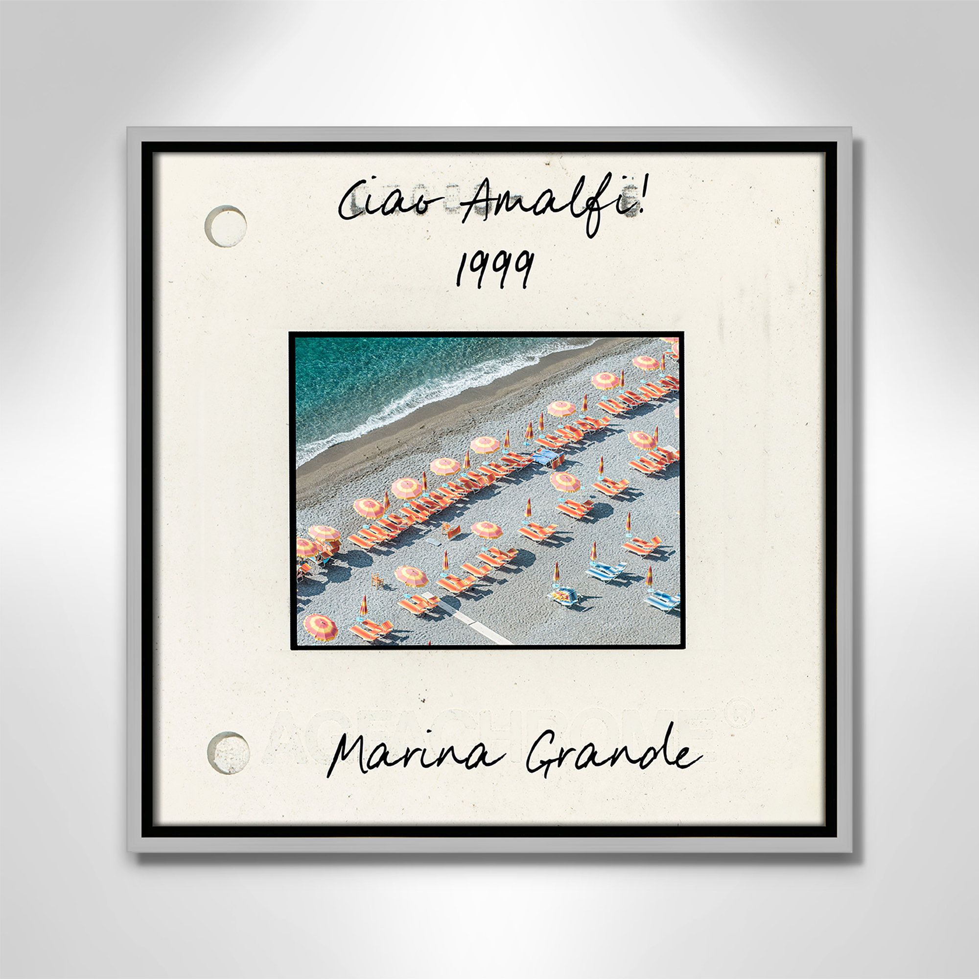 Amalfi, Italy - Marina Grande Print by Danita Dalmont, Silver Floater Framed Canvas, 17.5" H x 17.5" W x 2" D