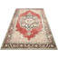 Tapis unique en laine noué à la main des années 1960 de 4 pi 6 po x 8 pi en rouge / noir / beige