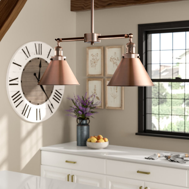 Luminaire suspendu pour îlot de cuisine 2 lumières Paylor, Ampoule non incluse, Cuivre antique, Cuivre antique