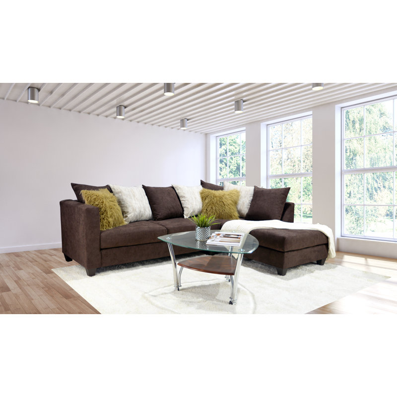 Canapé modulaire rembourré Marcellius, Right Hand Facing, Brown/Yellow/White Polyester Blend