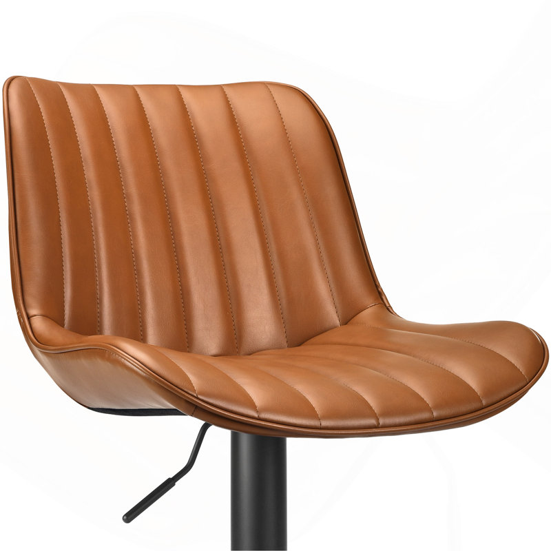 Ensemble de 2 tabourets de bar, tabourets de bar réglables, tabourets de bar avec support dorsal, hauteur de comptoir en similicuir