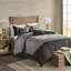 Édredon gris en faux daim - 7 pièces avec coussins décoratifs en daim doux et chaud-124523391-124523389