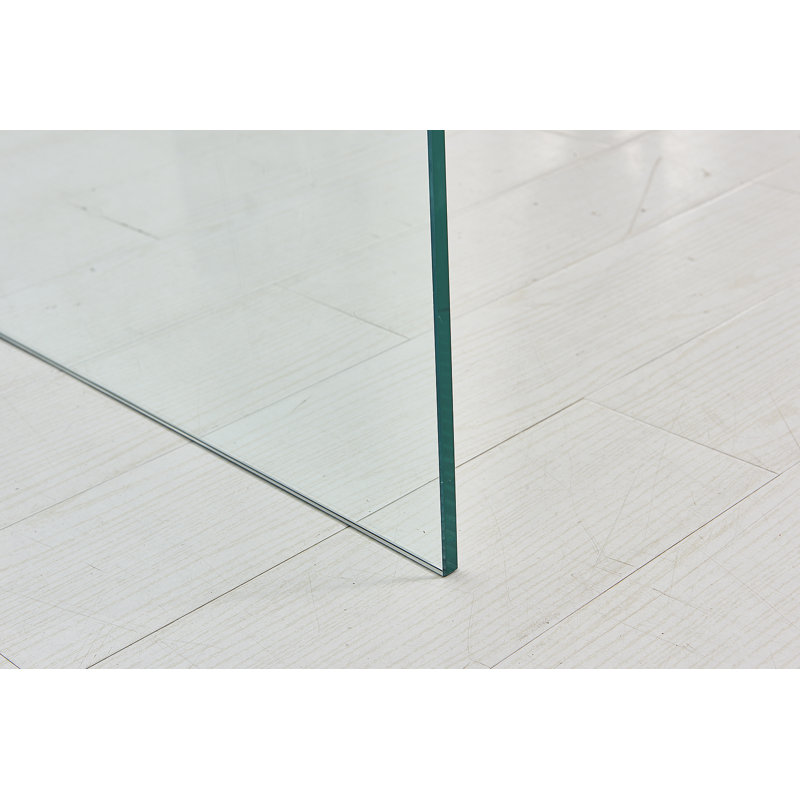 Table de bout transparente, table d'appoint en verre trempé transparent trempé
