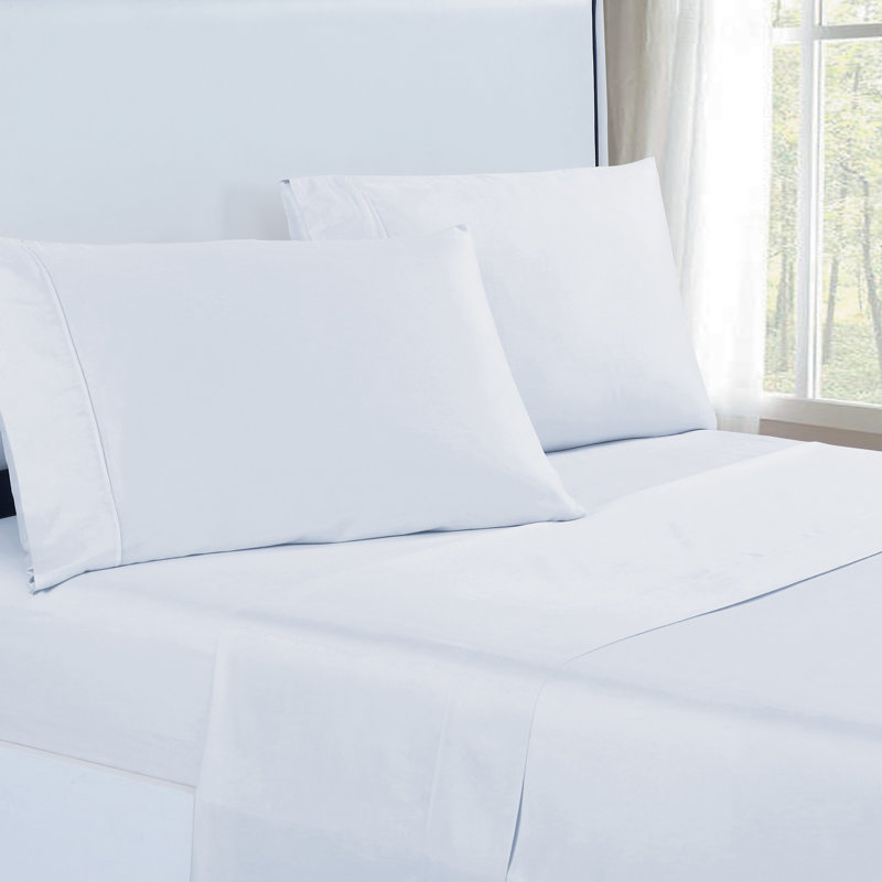 Harbor Home Solid 300-Thread Count Cotton Sheet Set, White, King