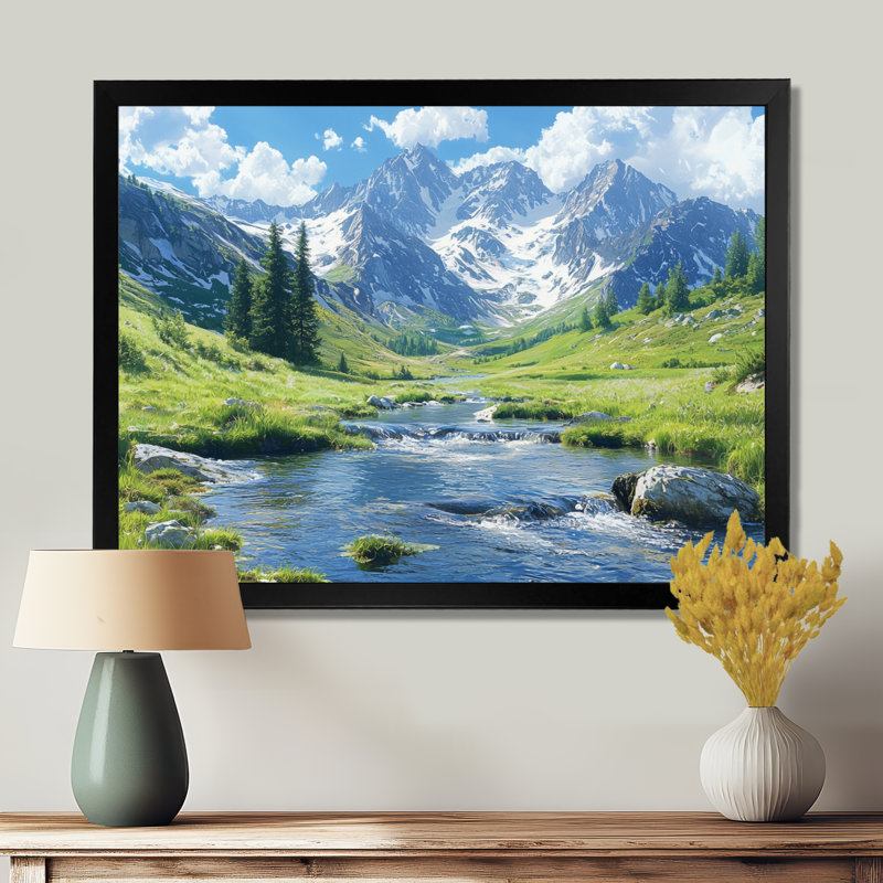 Geni Mountain River Reflections in Rocky Mountains V - montagnes, art mural, Reproduction d'une seule photo avec cadre, Noir