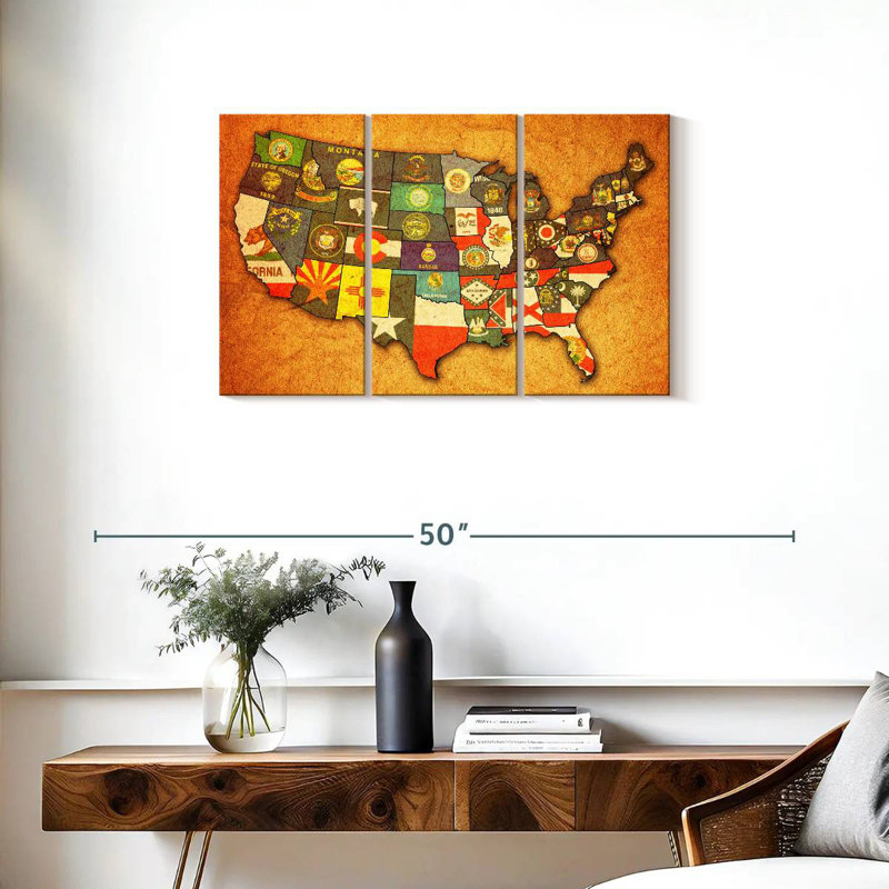 Aliaz State Flags USA Map, 20" H x 33" W