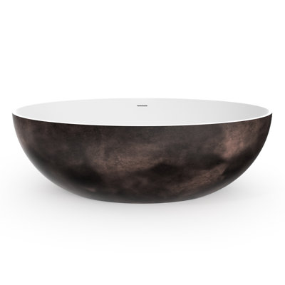Baignoire autoportante avec surface solide, 67 pouces, blanc mat et noyer, ergonomique pour la forme du corps, baignoire de trempage pour une bonne utilisation de l'espace, design, rehausse l'esthétique de la salle de bain de taille moyenne