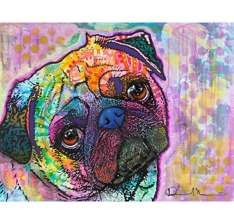 Art sur toile de la collection Dean Russo de Red Barrel Studio®, titre: Pug Love DEAEXL135821, H 36 po x l 46 po