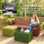 Mobilier de patio en osier avec coussins rembourrés, ensembles de canapé d'angle, kaki-776237639