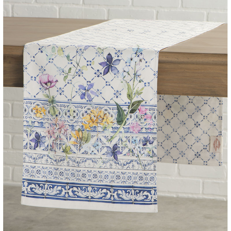 Maison d'Hermine  Faience 100% Cotton Table Runner - Double Layer - 14.5" x 72", 108" L x 14.5" W