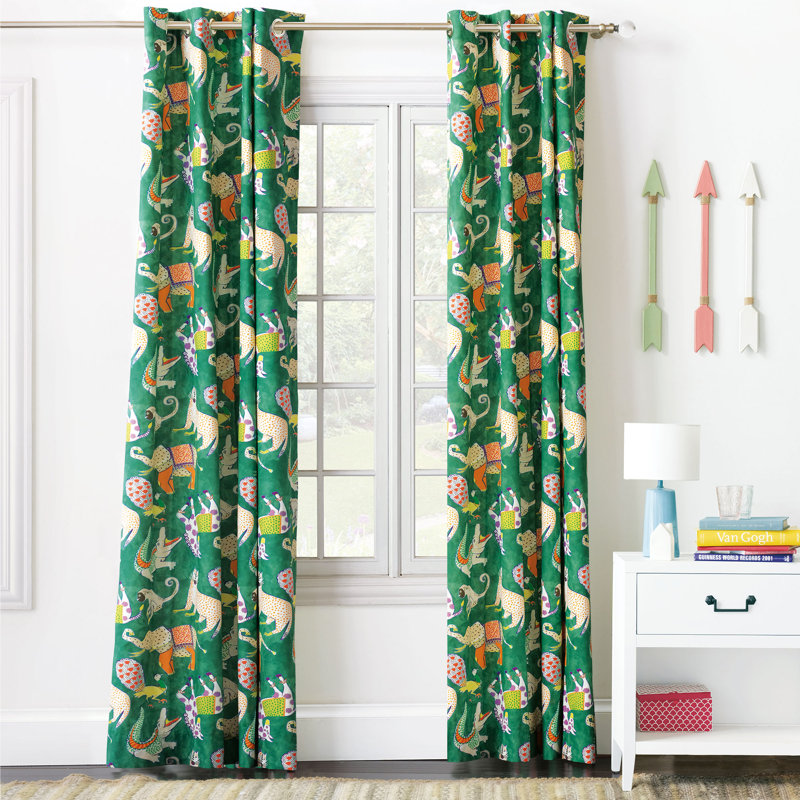 Hullabaloo Room Darkening Curtain, 96" x 96", Green
