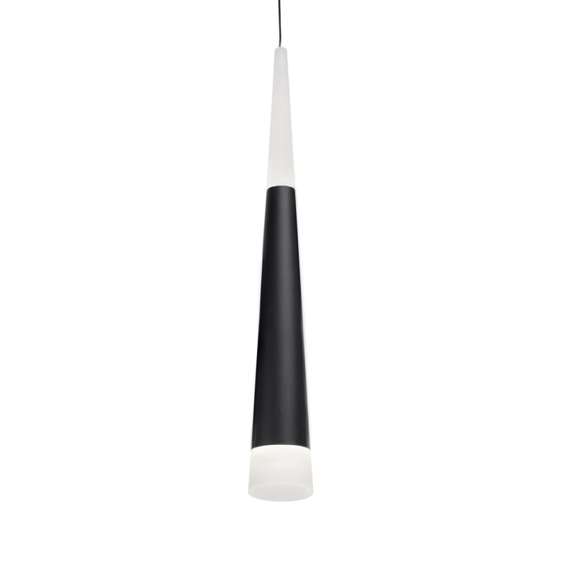 Luminaire suspendu ultra simple à DEL conique, Noir, Noir / blanc