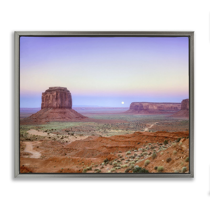 Cadre flottant au lever de la lune sur Monument Valley, design par Dennis Frates, Cadre flottant gris lustré