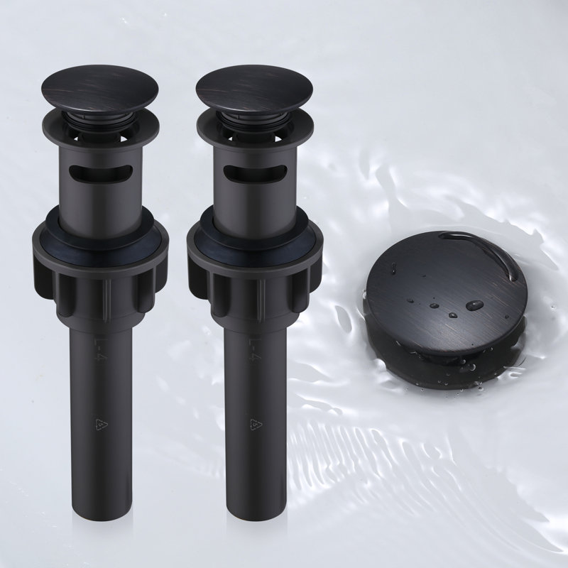 Drain escamotable de lavabo de salle de bain avec trop-plein, Bronze frotté à l'huile