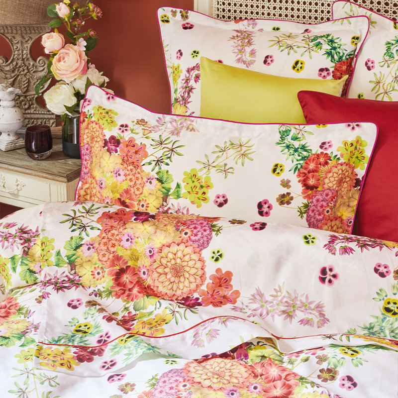 Guransh White/Green/Red Satin 120 TC Duvet Cover