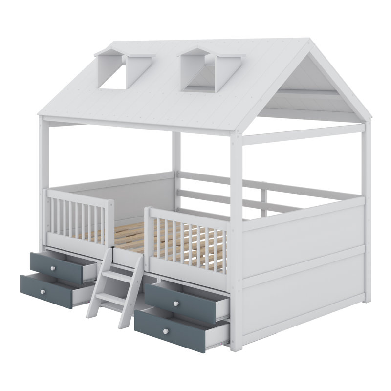 Lit avec rangement Bomera House, Blanc