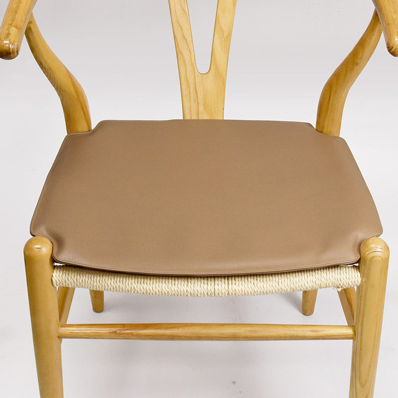 Wishbone Style Wood Arm Dining Chair Pad, Medium Brown