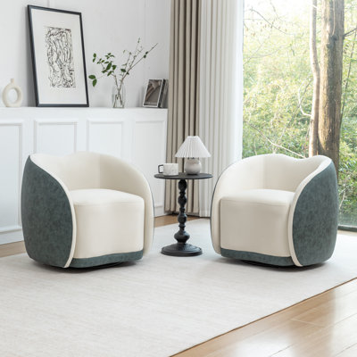 Aastha Velvet Upholstered Swivel Barrel Chair
