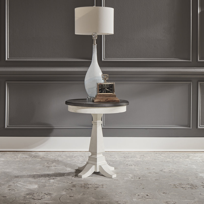 Colburn Round Wooden Pedestal End Table