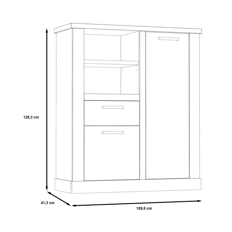 Nuzzo 109.8 Cm Wide 1 Drawer Highboard