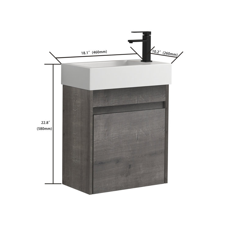 Argyroula 18'' Single Bathroom Vanity with Resin Top, Gray