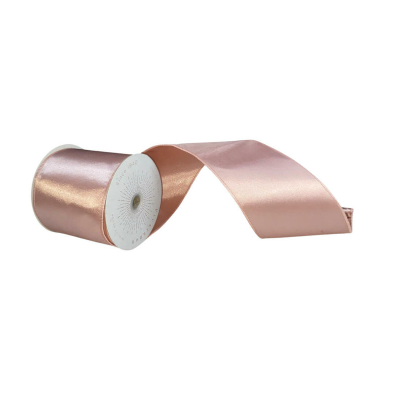 Vickerman 4"x10yd Satin Christmas Ribbon, Rose Gold
