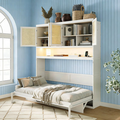 Lit escamotable avec armoire supérieure Murphy