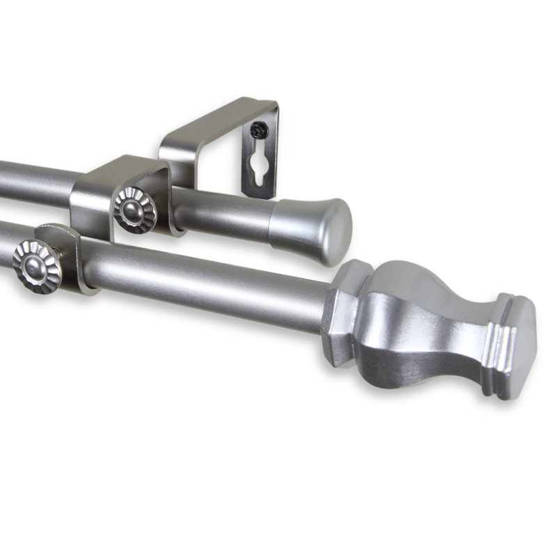 Tringle à rideaux double Gallager, l 48 po à 84 po, Nickel satiné