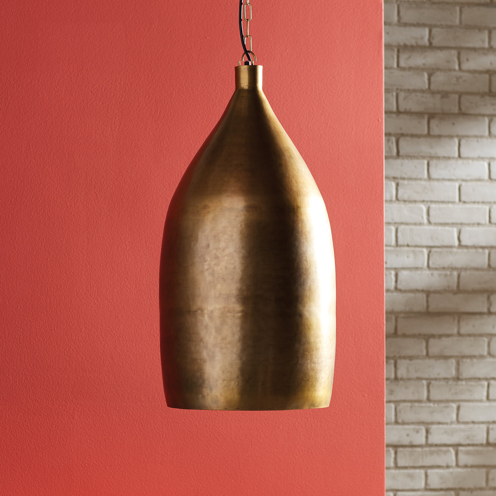 Single Light Iron Dimmable Pendant, Gold, 25'' H X 12'' W X 12'' D 