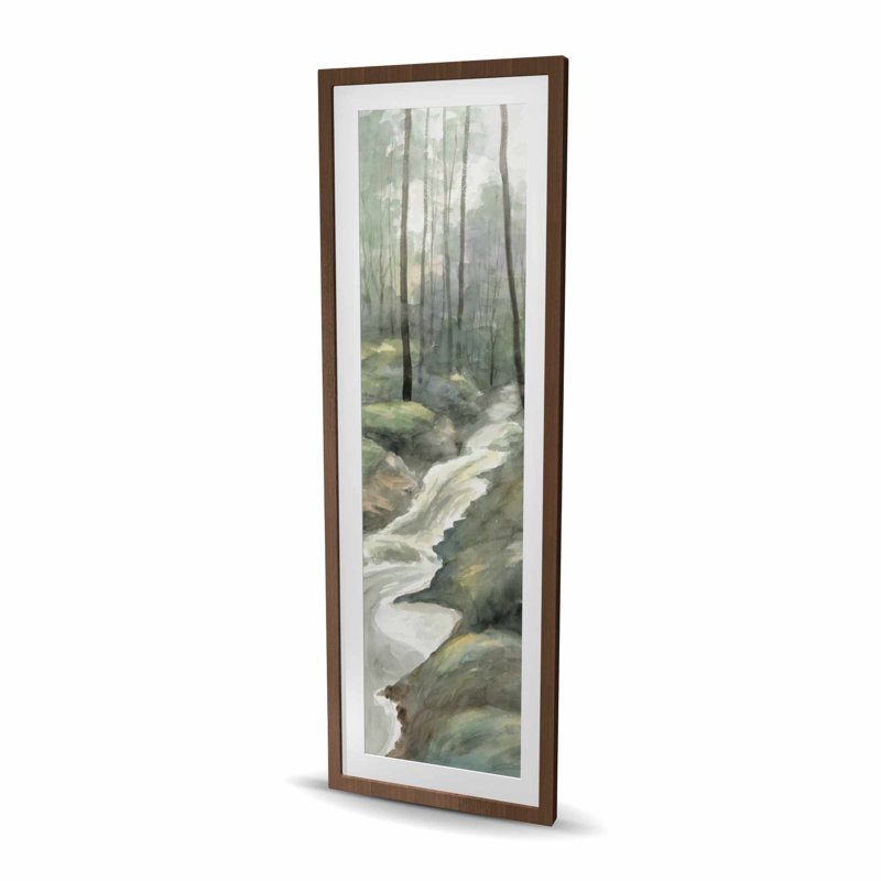 Chute d'eau - Vagues, impression matte encadrée bleue pour la décoration intérieure, H 60 po x l 20 po, Brun