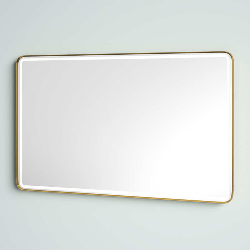 Miroir de salle de bain Ortegon, 30 po x 48 po, Or brossé