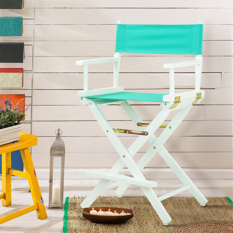 24" Folding Director Chair, Teal, White