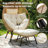 6 Person Outdoor Boho Patio Conversation Set with Egg Chair, Ottoman and Rectangular Glass-Top Table-1424333820