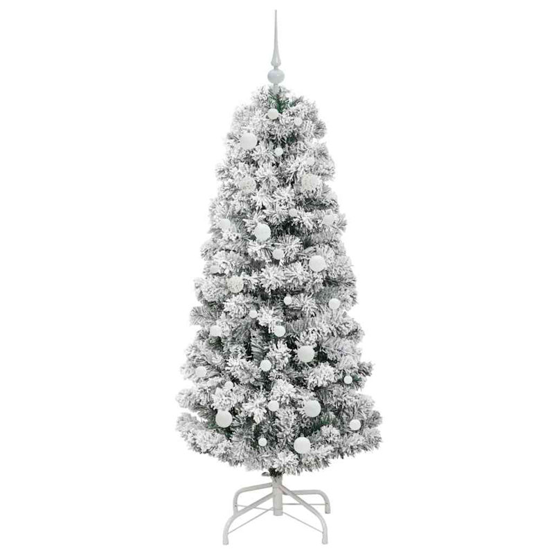 Artificial Hinged Christmas Tree Green and white, 4.92 ft