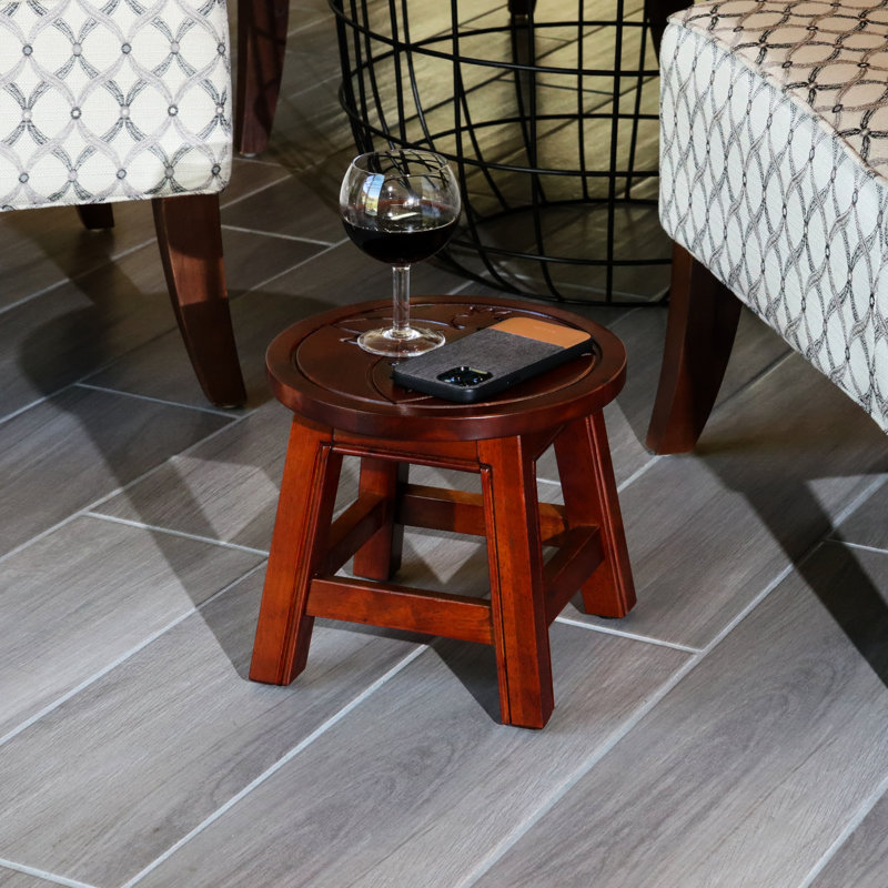 Tabouret cerisier en bois avec reine des abeilles, Cerisier