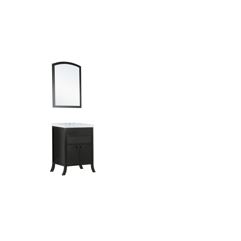 24 " W Freestanding Standard Free Standing Single Double Single Vanity Bathroom Vanity With Ceramic Top