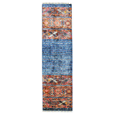 Tribal One-of-a-Kind 2′8″ X 9′8″ New Age Wool Area Rug in Multicolor