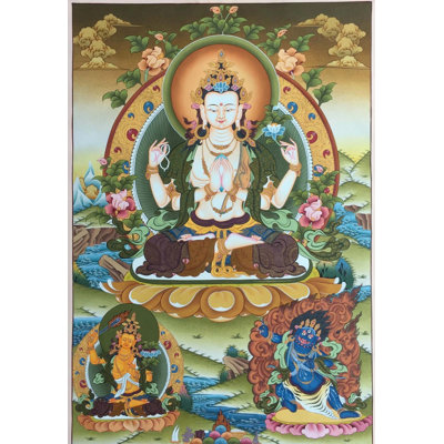 Chengrezig | Lokeshwora Thangka (Brocadeless Thangka)