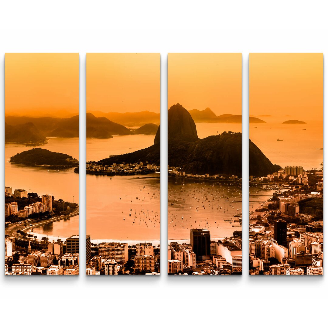 4-tlg. Leinwandbilder-Set Botafogo-Strand mit Zuckerhut - Rio de Janeiro