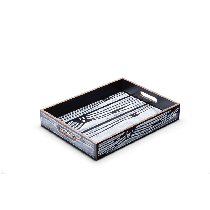 Wrongwoods Wood Decorative Tray, White/Black
