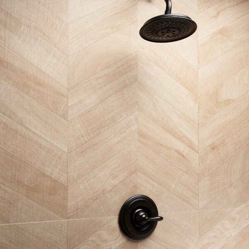 Kenridge Chevron 24X48 Matte Porcelain Tile, Maple
