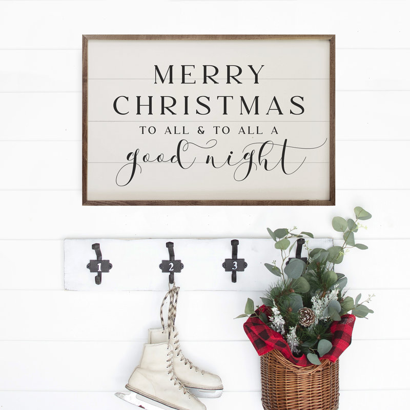 Merry Christmas Script Good Night - blanc, L 16 po x H 10 po