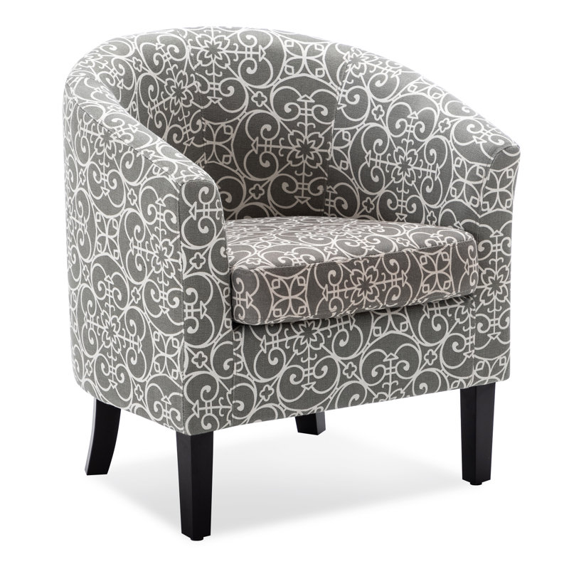 Fauteuil demi-tonneau de 26,77 po Munson, Gris / lin blanc